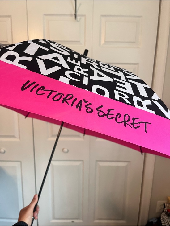 Victoria's Secret Accessories - Victoria's Secret Black, White & Hot Pink Logo Umbrella